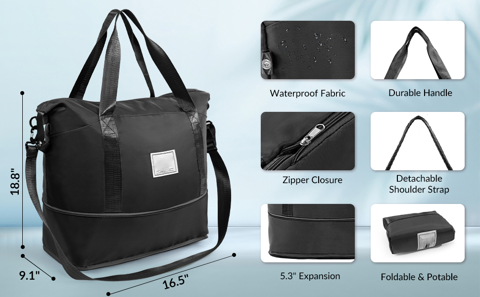 travel duffle bag with wet pocket – waterproof & expandable